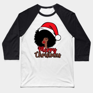 Black Woman Santa, Black Mrs Santa Claus, African American Santa, Merry Christmas Baseball T-Shirt